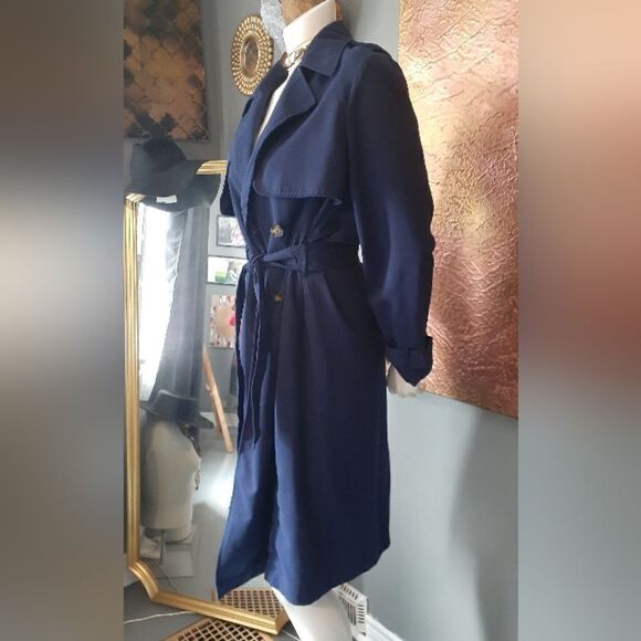 Stradivarius Navy Trench Coat - Picture 9 of 13